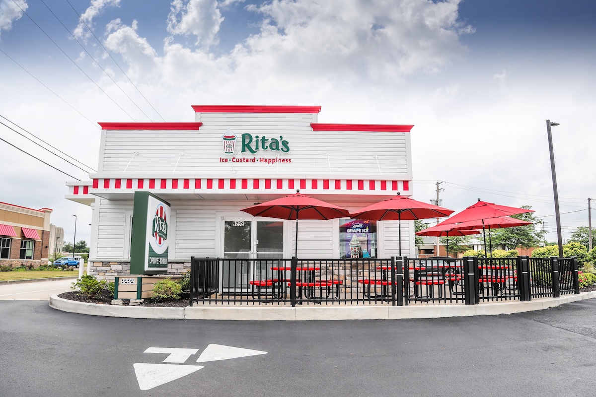 A Rita's location with a drive thru.